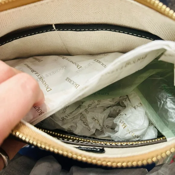 Dooney & Bourke Sorrento Hobo 28 Black Leather Shoulder Bag with Gold Details - Picture 11 of 13